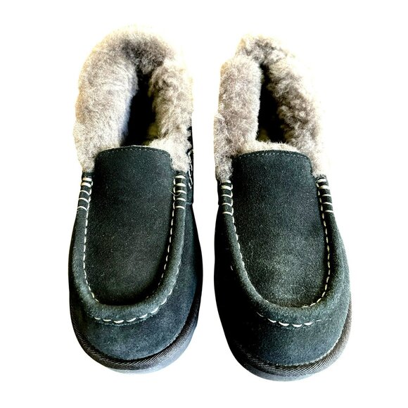 NEW UGG Black Suede Ansley Parc Fur Platform Winter Slip on Boot Size 7 - Picture 4 of 11